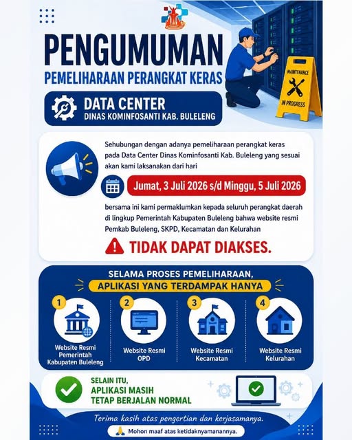 PENGUMUMAN PEMELIHARAAN PERANGKAT KERAS DATA CENTER